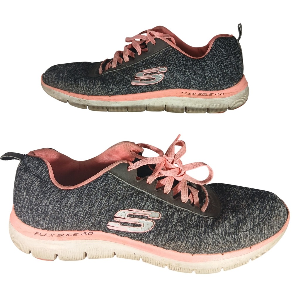 Skechers Flex Appeal 2.0 Size 10 Black Coral Heathered Walking Sneakers 12753